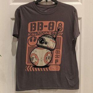 Pop Tee Star Wars BB8 Adult Small Gray Short Sleeve Tee